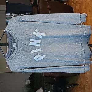 Victoria Sectret PINK Distressed Crew Neck Long Sleeve Shirt Size XS